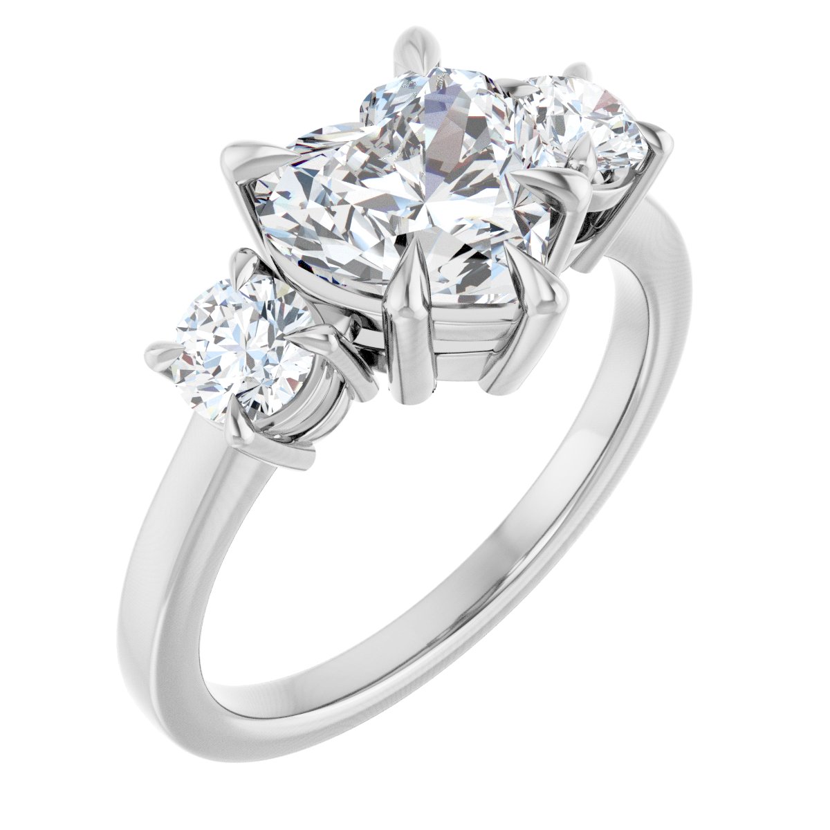 Natural Diamond Heart Three-Stone Engagement Ring Semi-Mount - Platinum - Series 126029