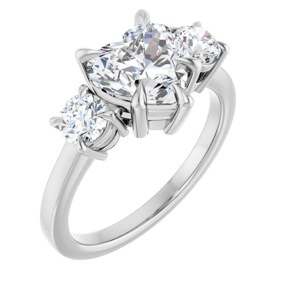 Natural Diamond Heart Three-Stone Engagement Ring Semi-Mount - Platinum - Series 126029