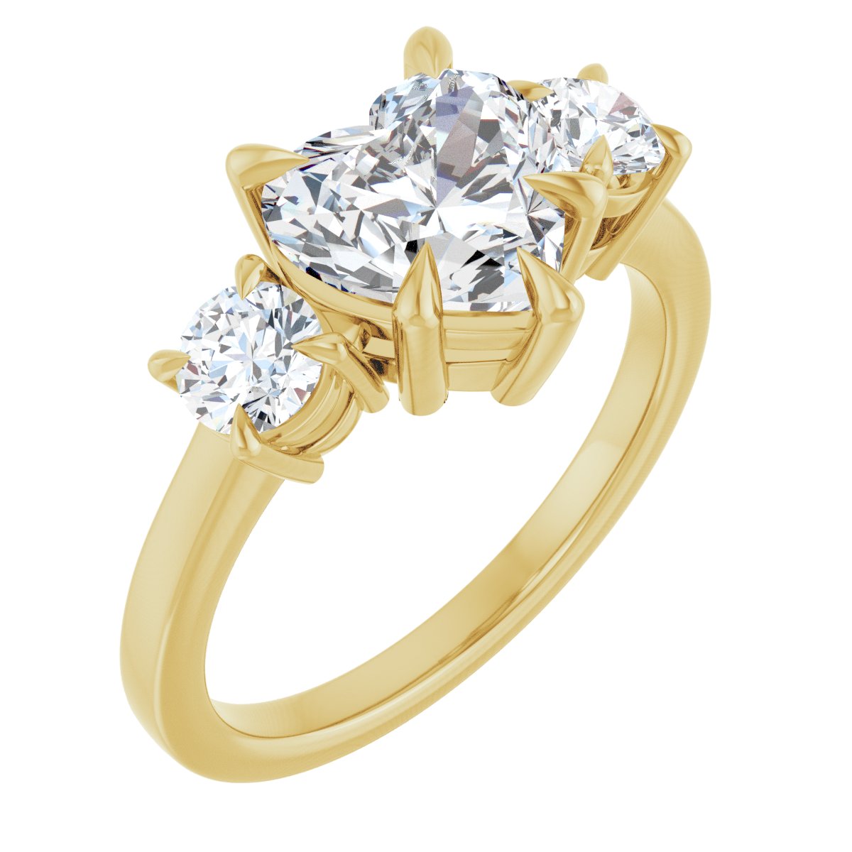 Natural Diamond Heart Three-Stone Engagement Ring Semi-Mount - 14K Yellow Gold - Series 126029
