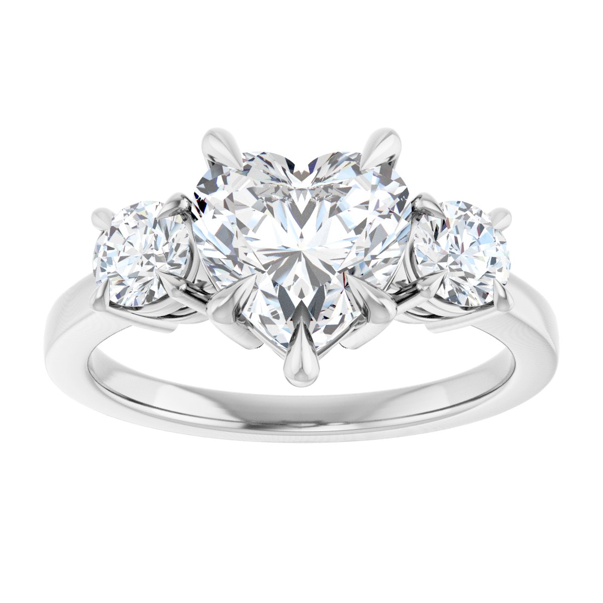 Heart Three-Stone Engagement Ring Semi-Mount - gallery - Series 126029