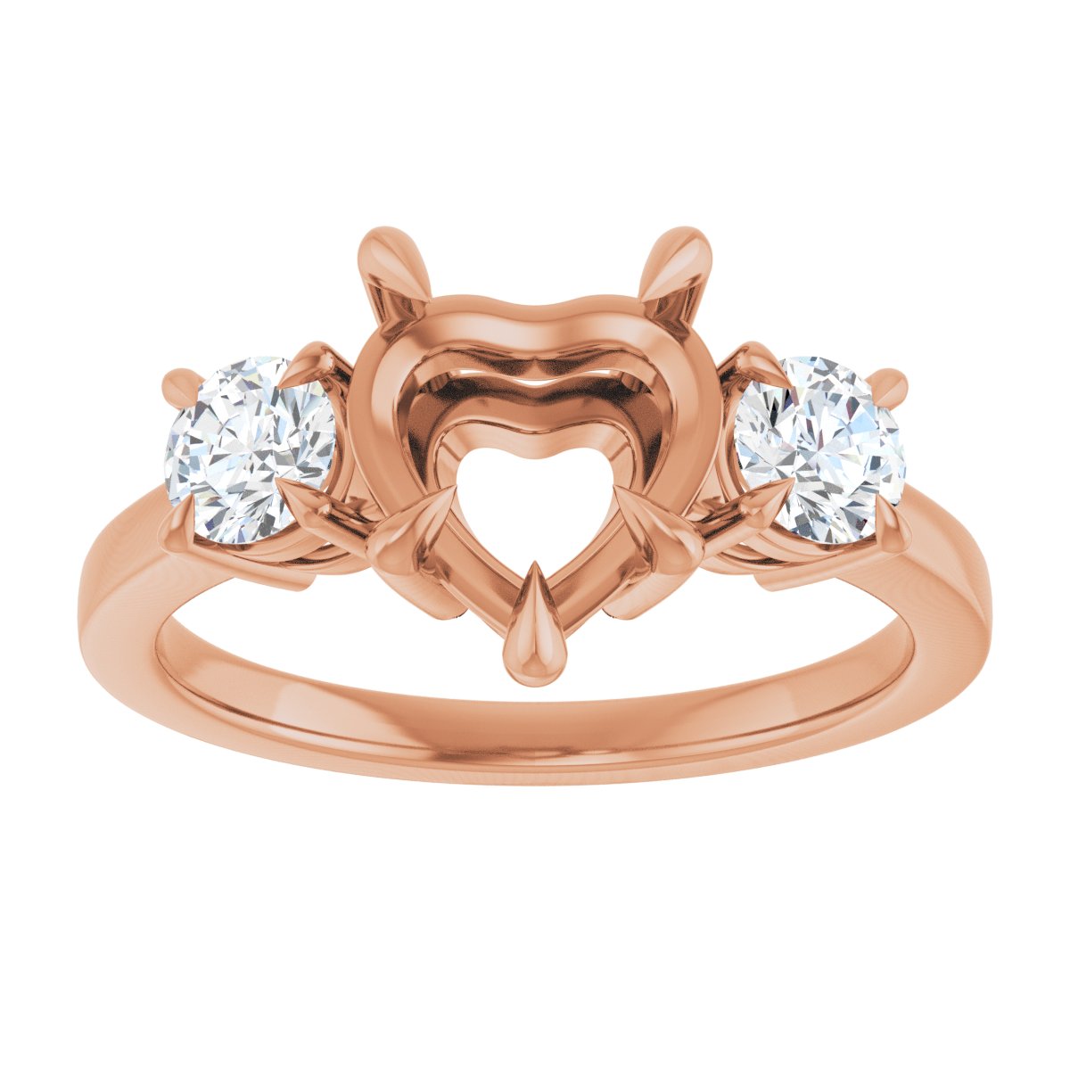 Heart Three-Stone Engagement Ring Semi-Mount - gallery - Series 126029