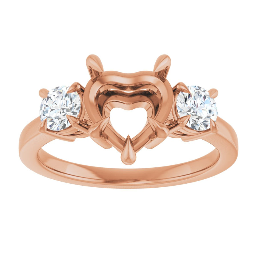 Heart Three-Stone Engagement Ring Semi-Mount - gallery - Series 126029