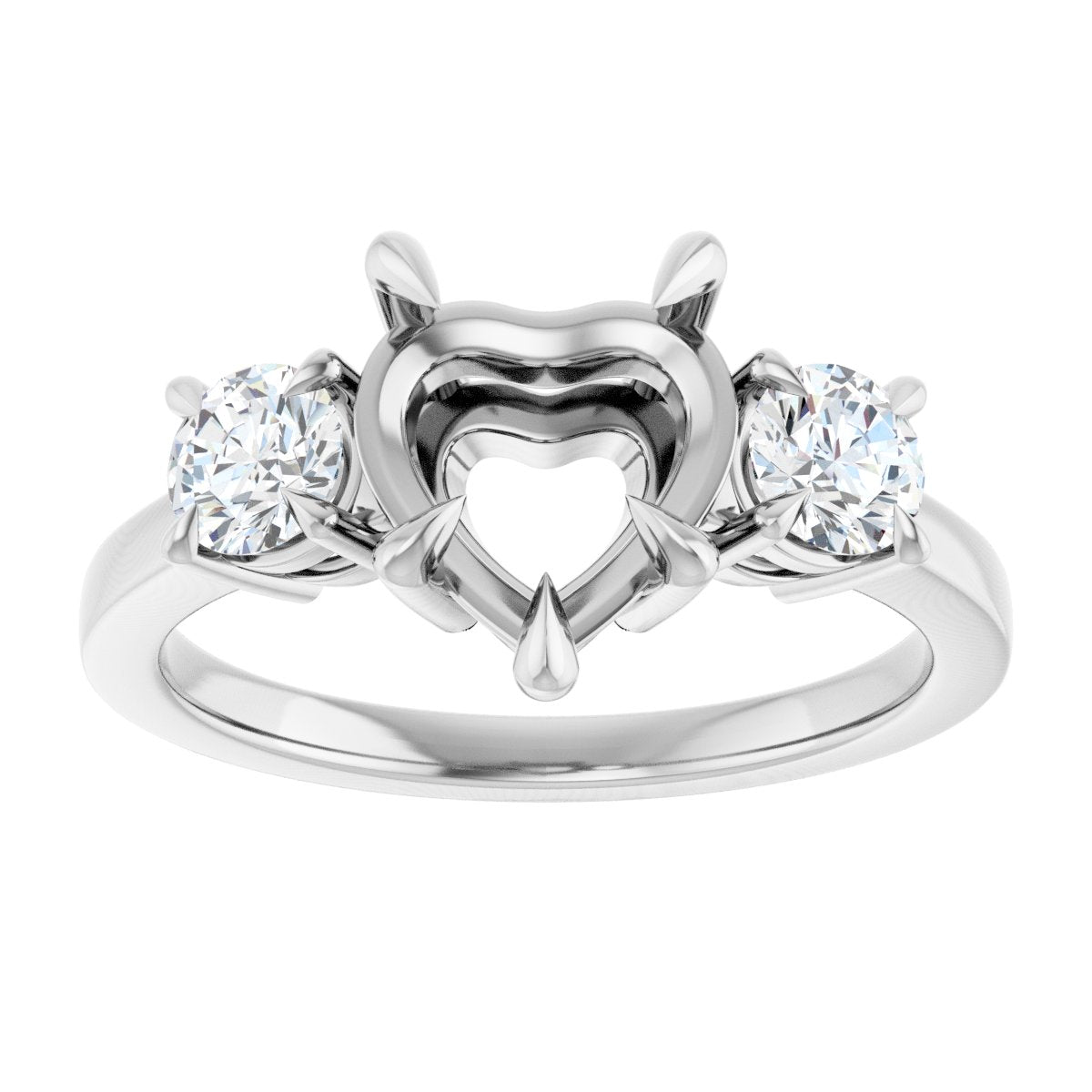 Heart Three-Stone Engagement Ring Semi-Mount - gallery - Series 126029