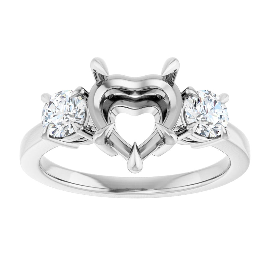 Heart Three-Stone Engagement Ring Semi-Mount - gallery - Series 126029