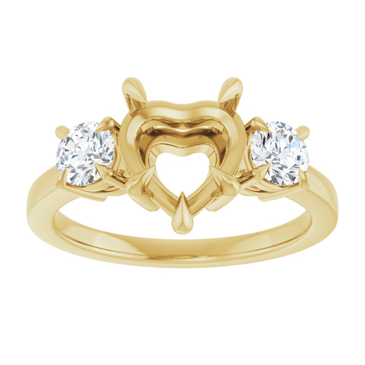 Heart Three-Stone Engagement Ring Semi-Mount - gallery - Series 126029