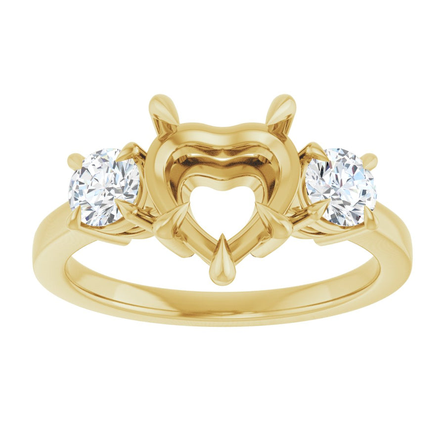 Heart Three-Stone Engagement Ring Semi-Mount - gallery - Series 126029