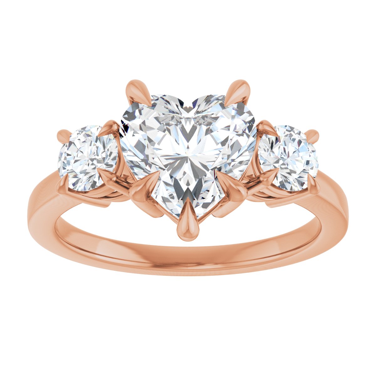 Heart Three-Stone Engagement Ring Semi-Mount - gallery - Series 126029