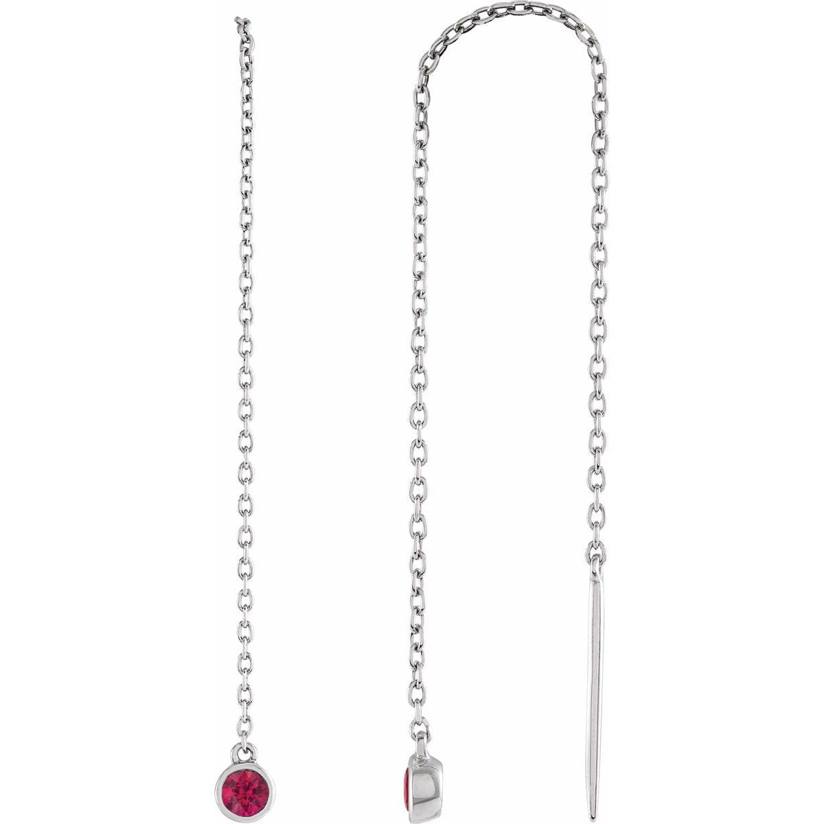 Natural Ruby Chain Earrings