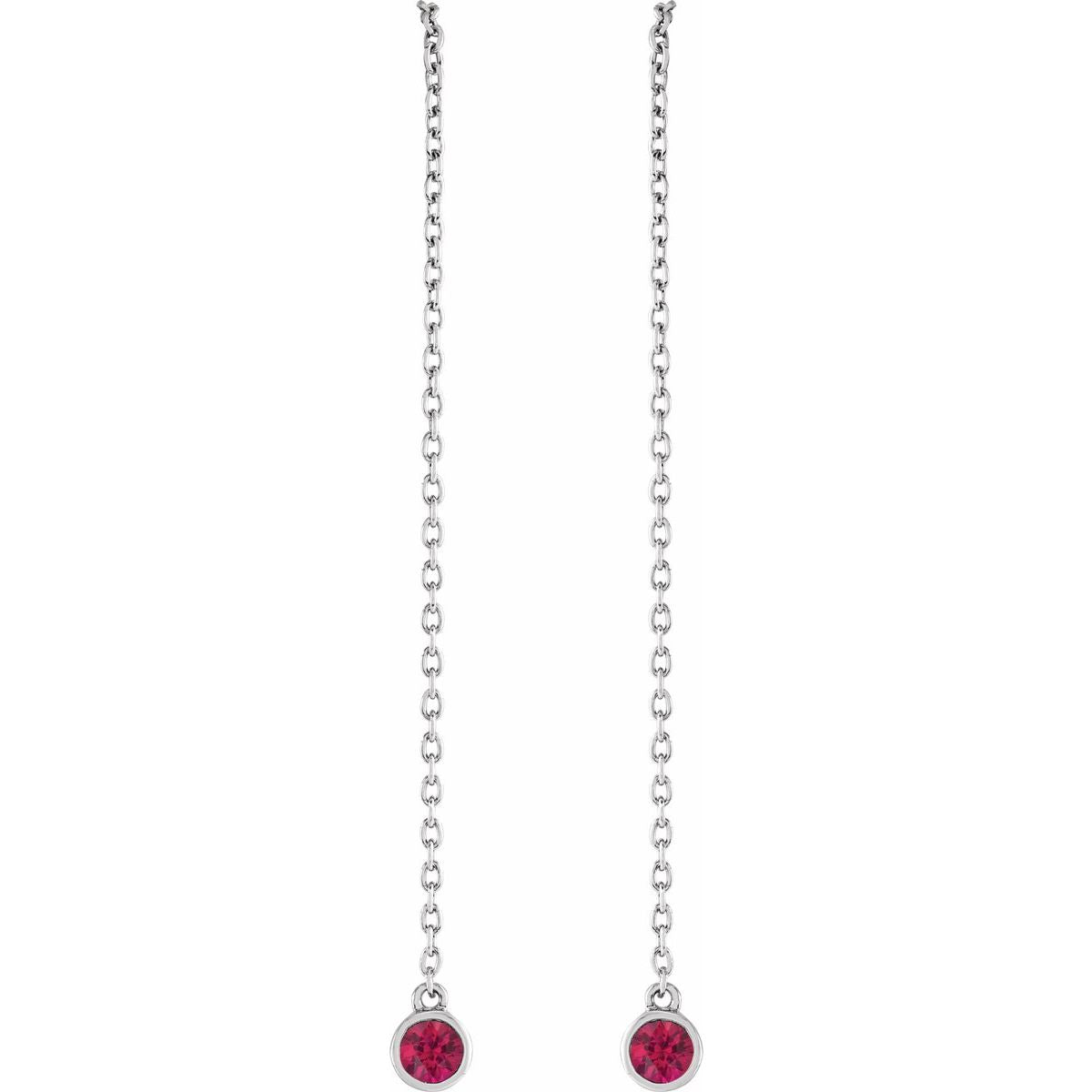 Natural Ruby Chain Earrings