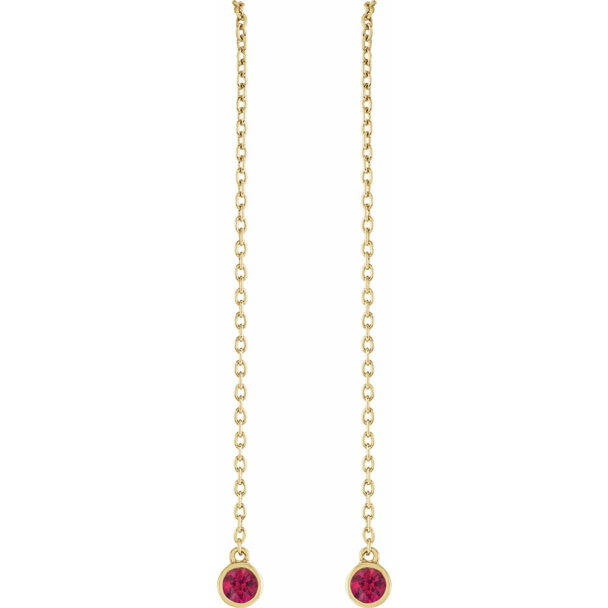 Natural Ruby Chain Earrings