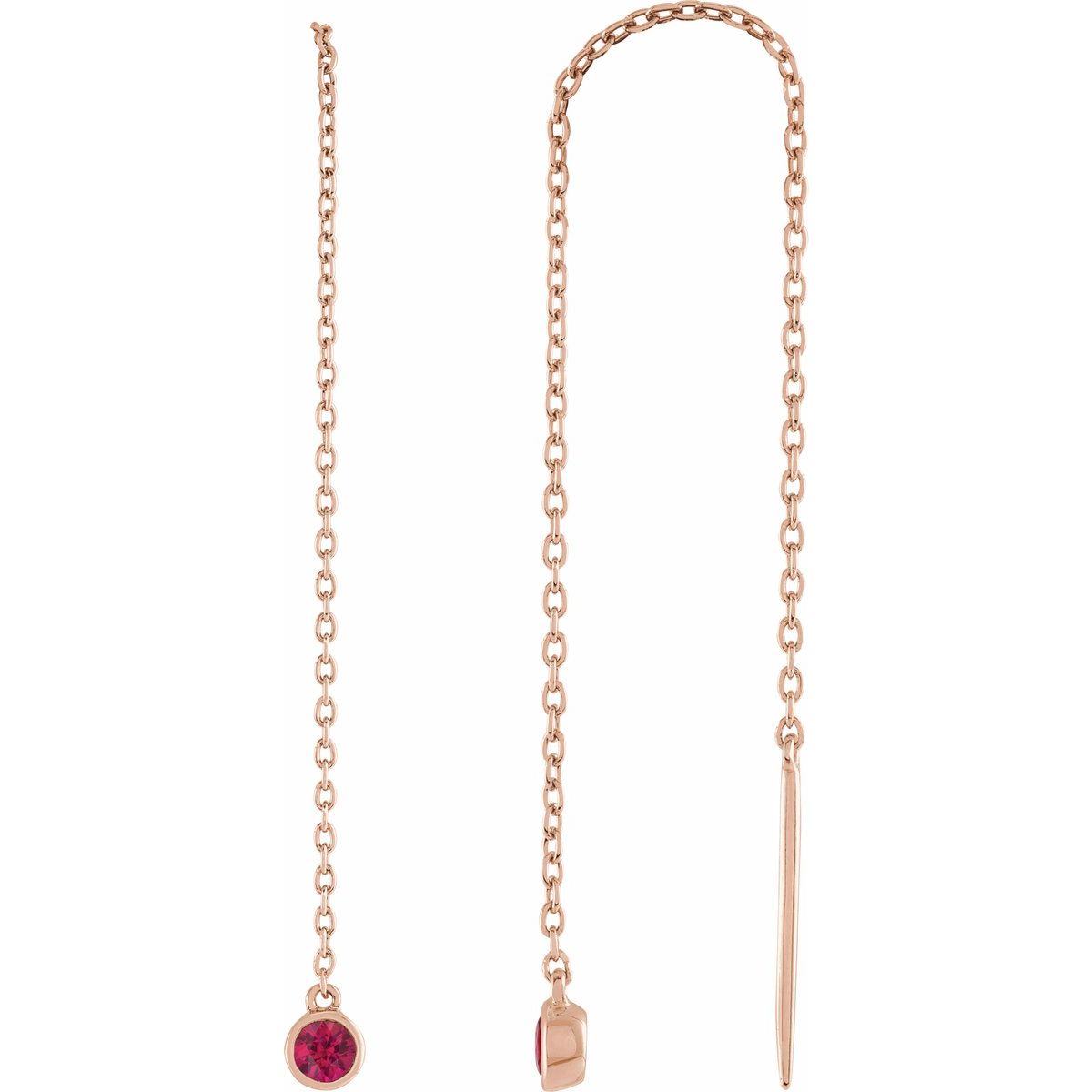 Natural Ruby Chain Earrings