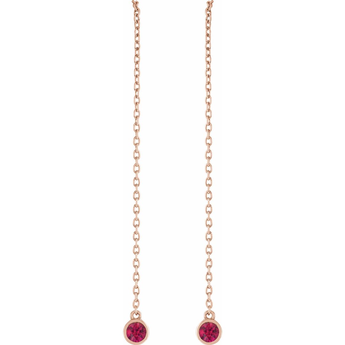 Natural Ruby Chain Earrings