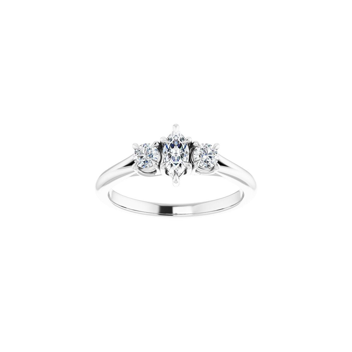 Marquise Three-Stone Engagement Ring Semi-Mount - gallery - Series 126342