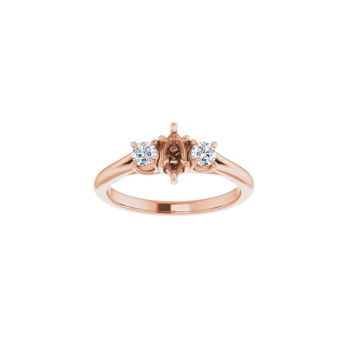 Marquise Three-Stone Engagement Ring Semi-Mount - gallery - Series 126342