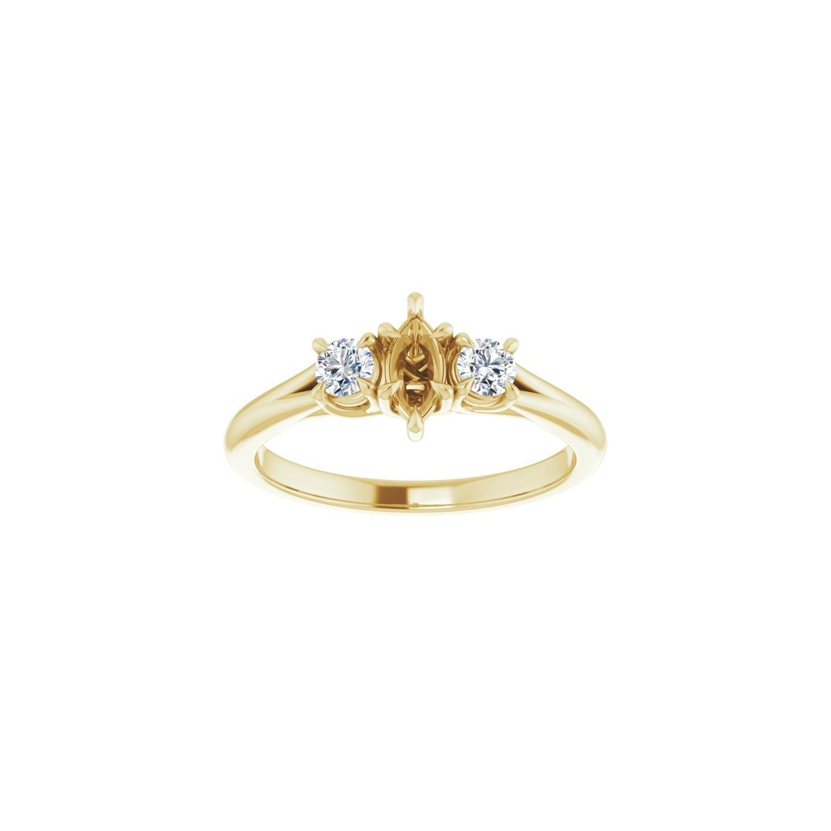 Marquise Three-Stone Engagement Ring Semi-Mount - gallery - Series 126342