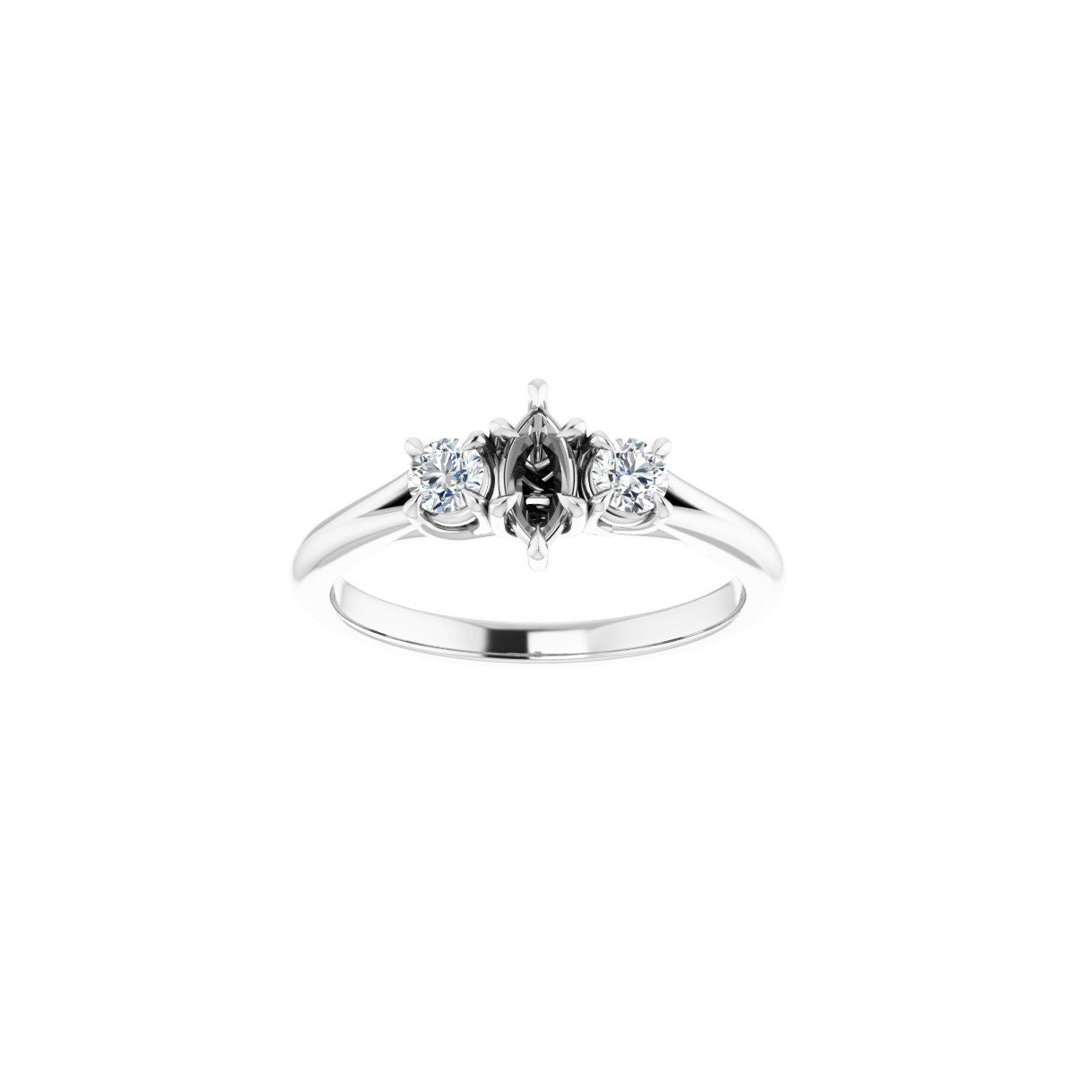 Marquise Three-Stone Engagement Ring Semi-Mount - gallery - Series 126342