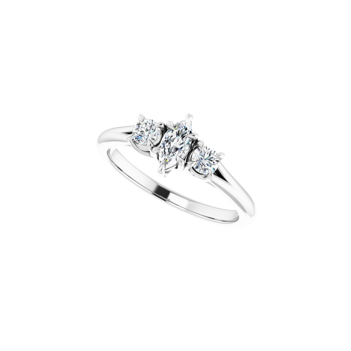 Marquise Three-Stone Engagement Ring Semi-Mount - gallery - Series 126342