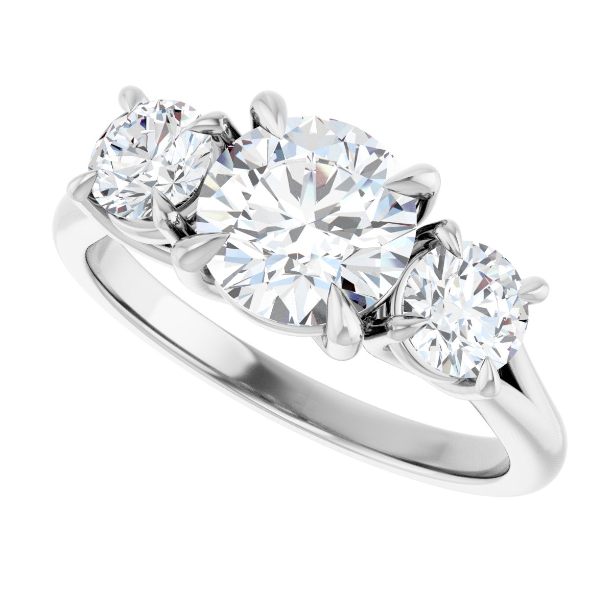 Round Three-Stone Engagement Ring Semi-Mount - gallery - Series 126342
