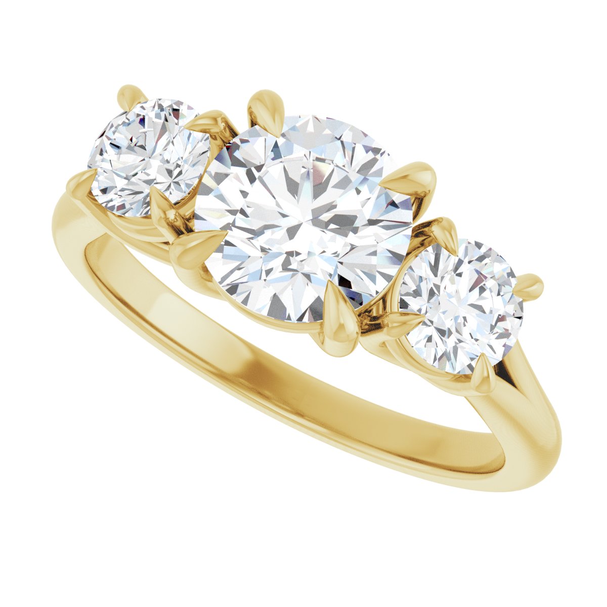 Round Three-Stone Engagement Ring Semi-Mount - gallery - Series 126342
