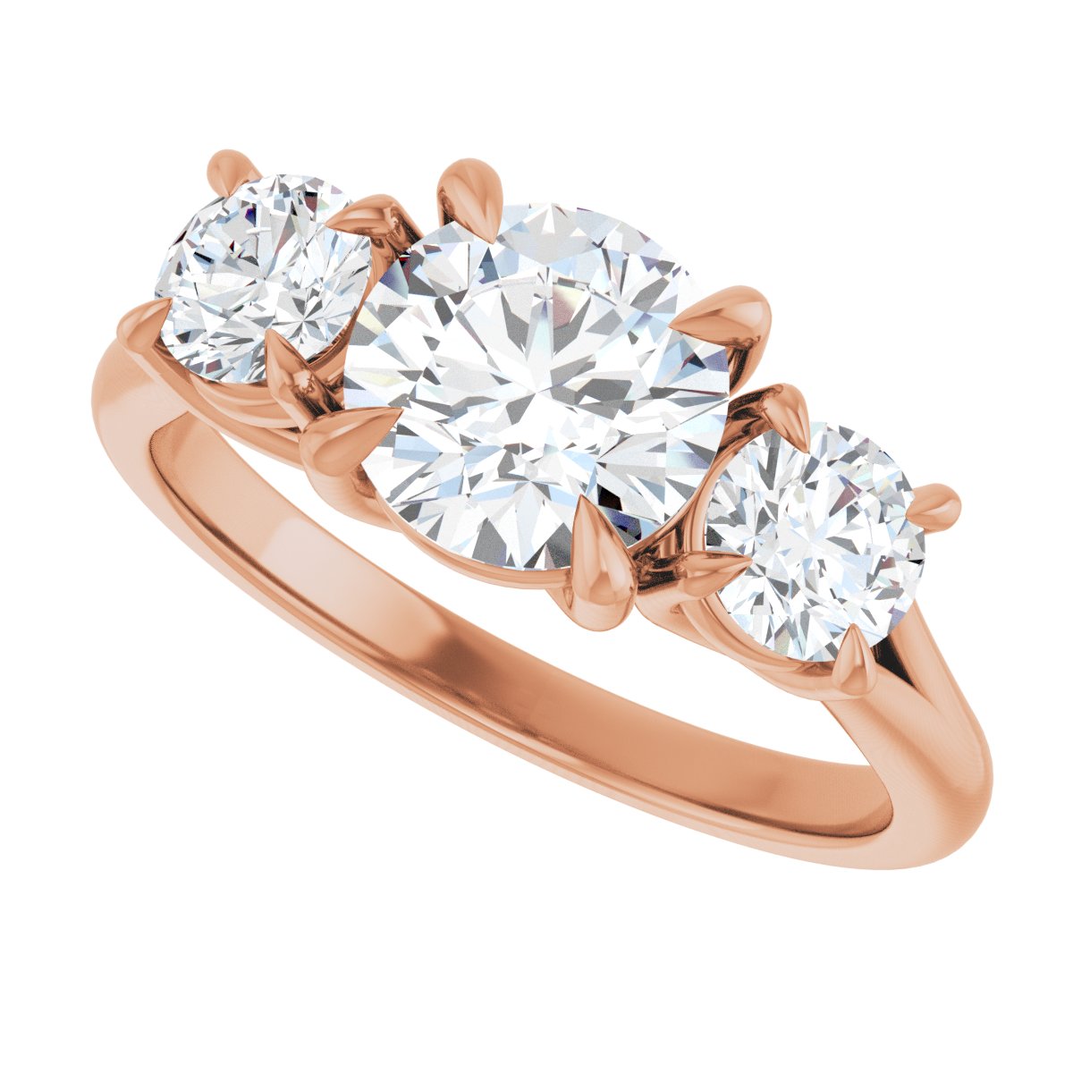 Round Three-Stone Engagement Ring Semi-Mount - gallery - Series 126342