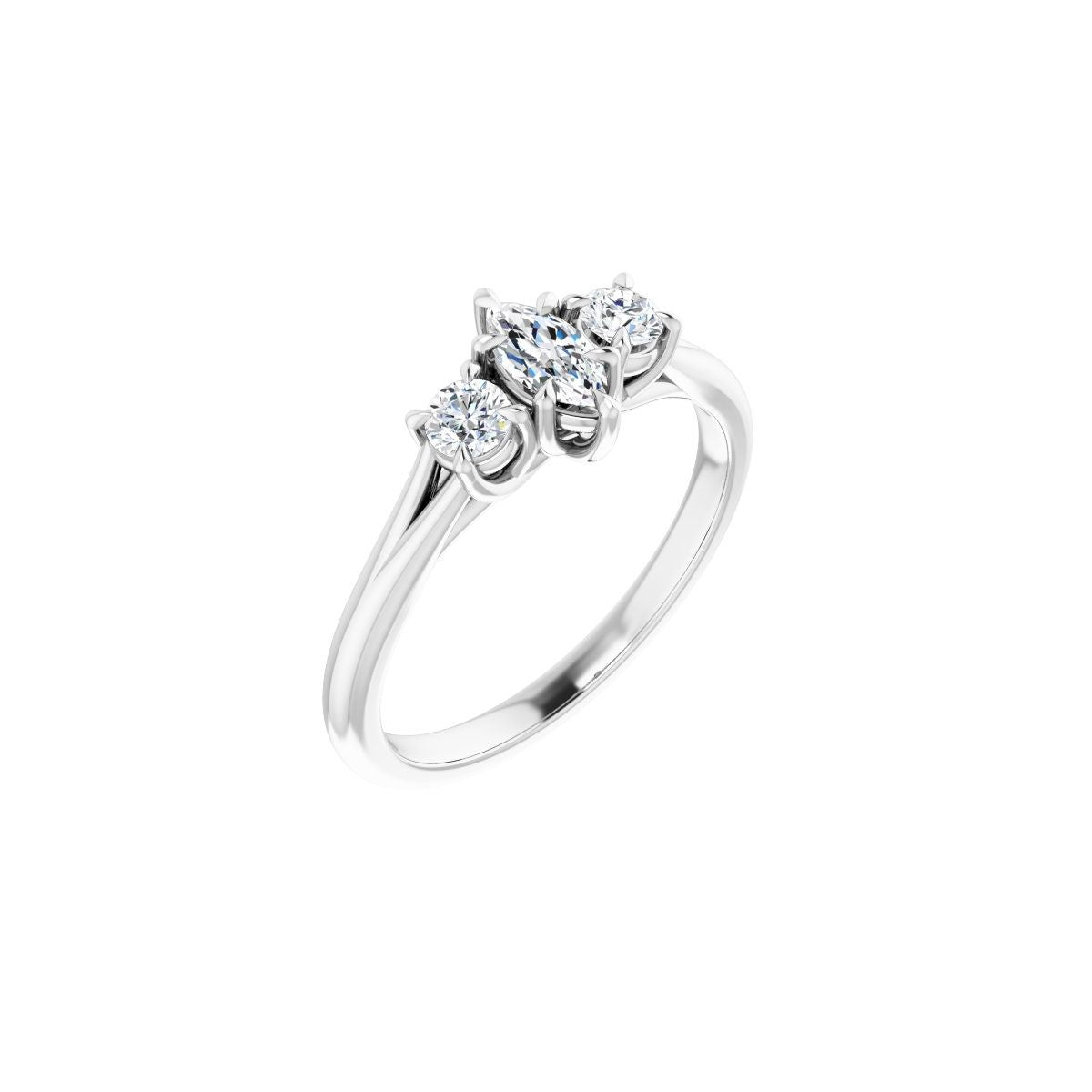 Natural Diamond Marquise Three-Stone Engagement Ring Semi-Mount - Platinum - Series 126342