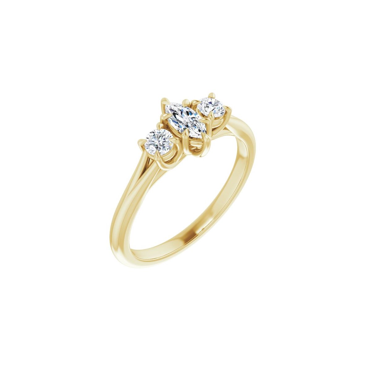 Natural Diamond Marquise Three-Stone Engagement Ring Semi-Mount - 14K Yellow Gold - Series 126342