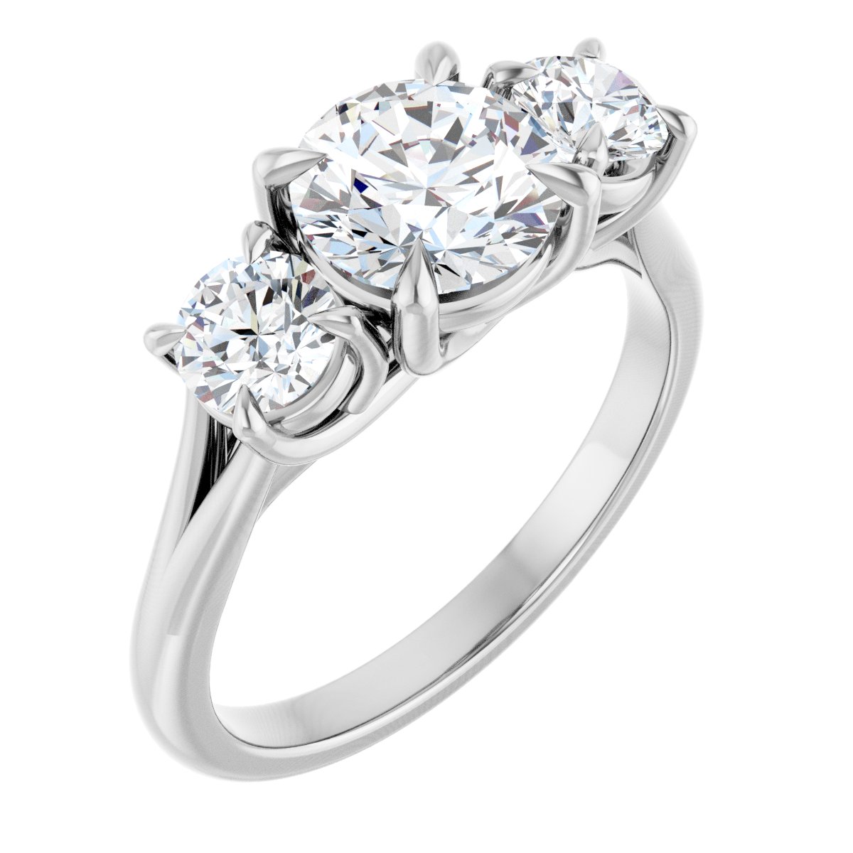 Natural Diamond Round Three-Stone Engagement Ring Semi-Mount - Platinum - Series 126342