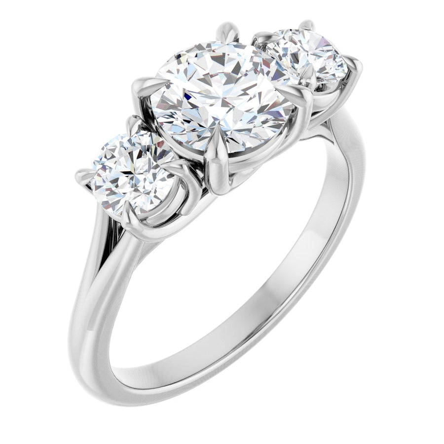 Natural Diamond Round Three-Stone Engagement Ring Semi-Mount - Platinum - Series 126342