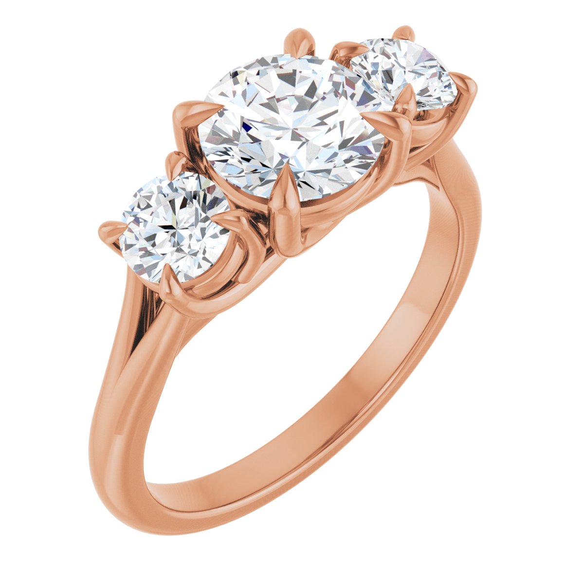 Natural Diamond Round Three-Stone Engagement Ring Semi-Mount - 14K Rose Gold - Series 126342