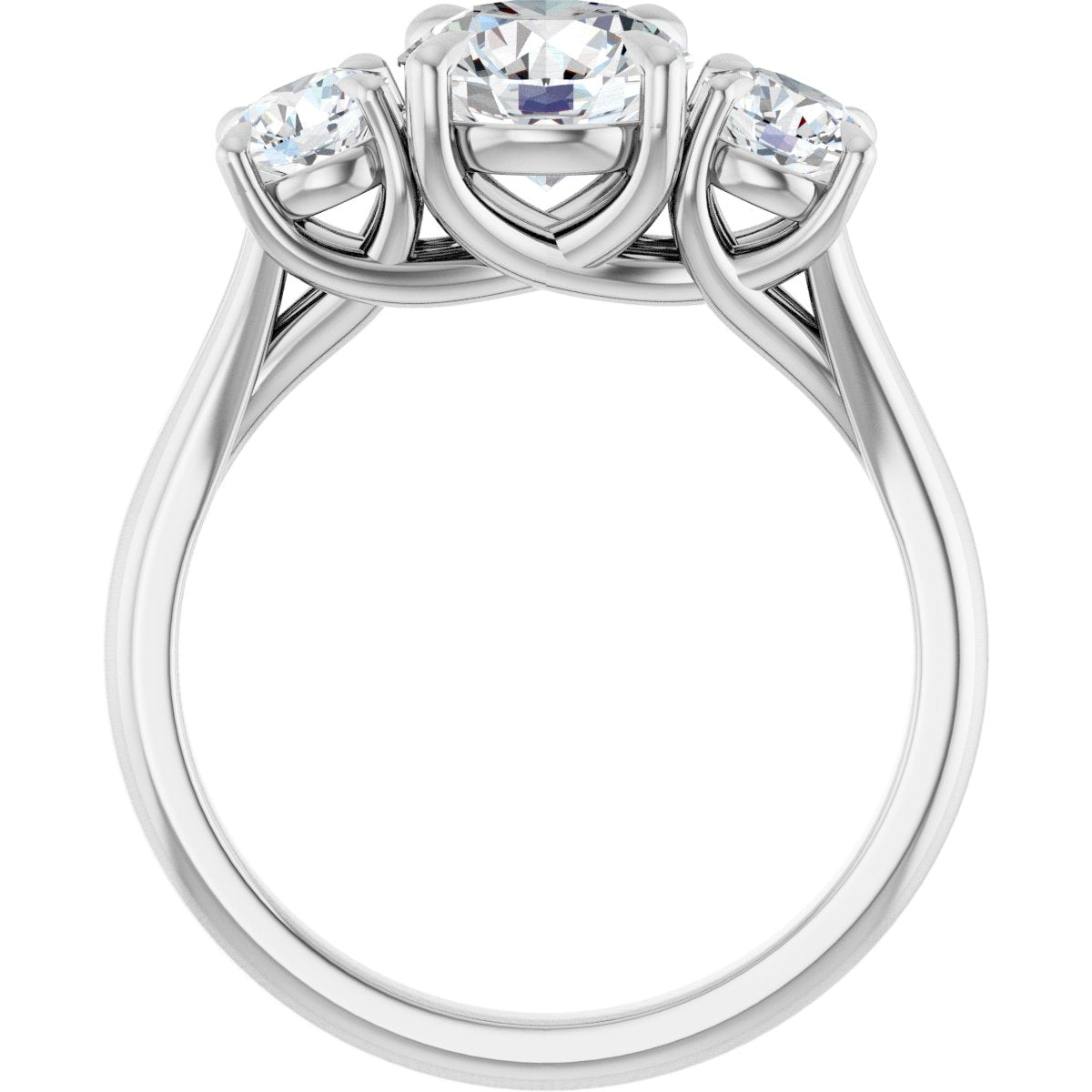 Round Three-Stone Engagement Ring Semi-Mount - gallery - Series 126342