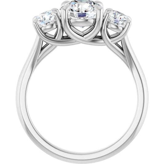 Round Three-Stone Engagement Ring Semi-Mount - gallery - Series 126342