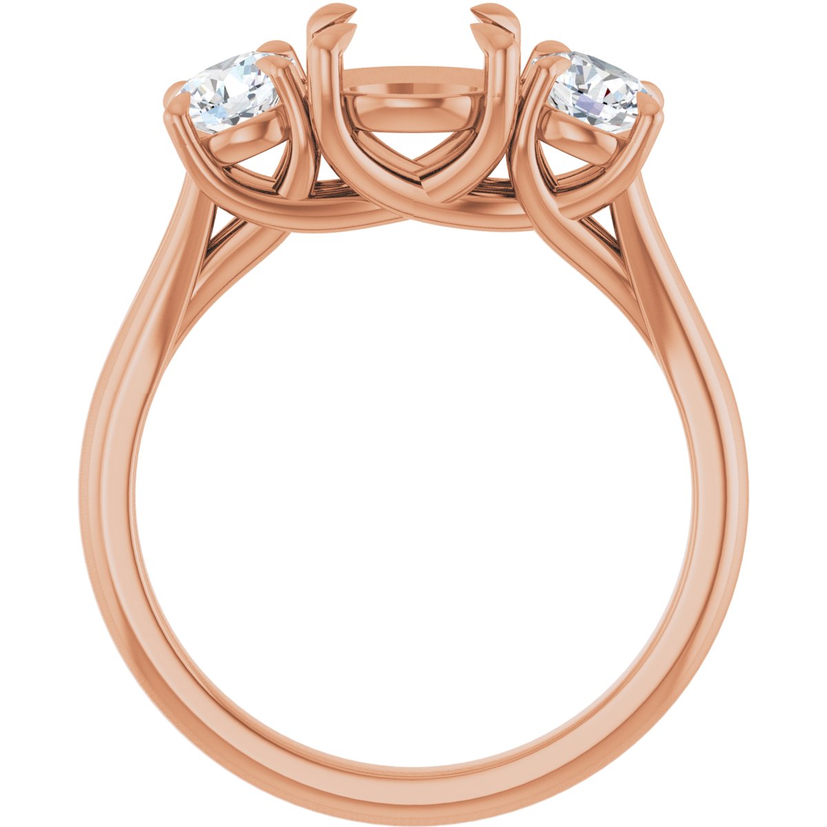 Round Three-Stone Engagement Ring Semi-Mount - gallery - Series 126342