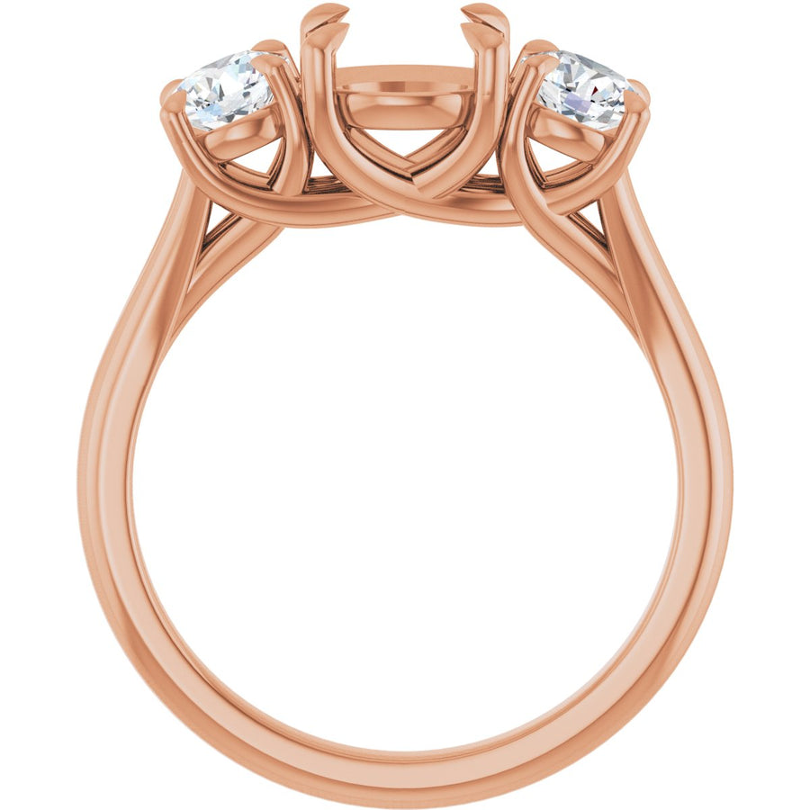 Round Three-Stone Engagement Ring Semi-Mount - gallery - Series 126342