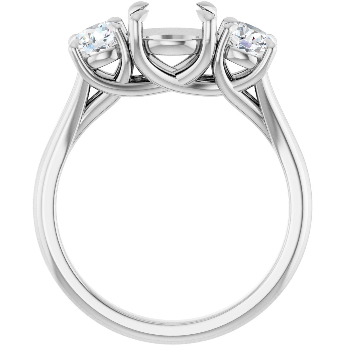 Round Three-Stone Engagement Ring Semi-Mount - gallery - Series 126342