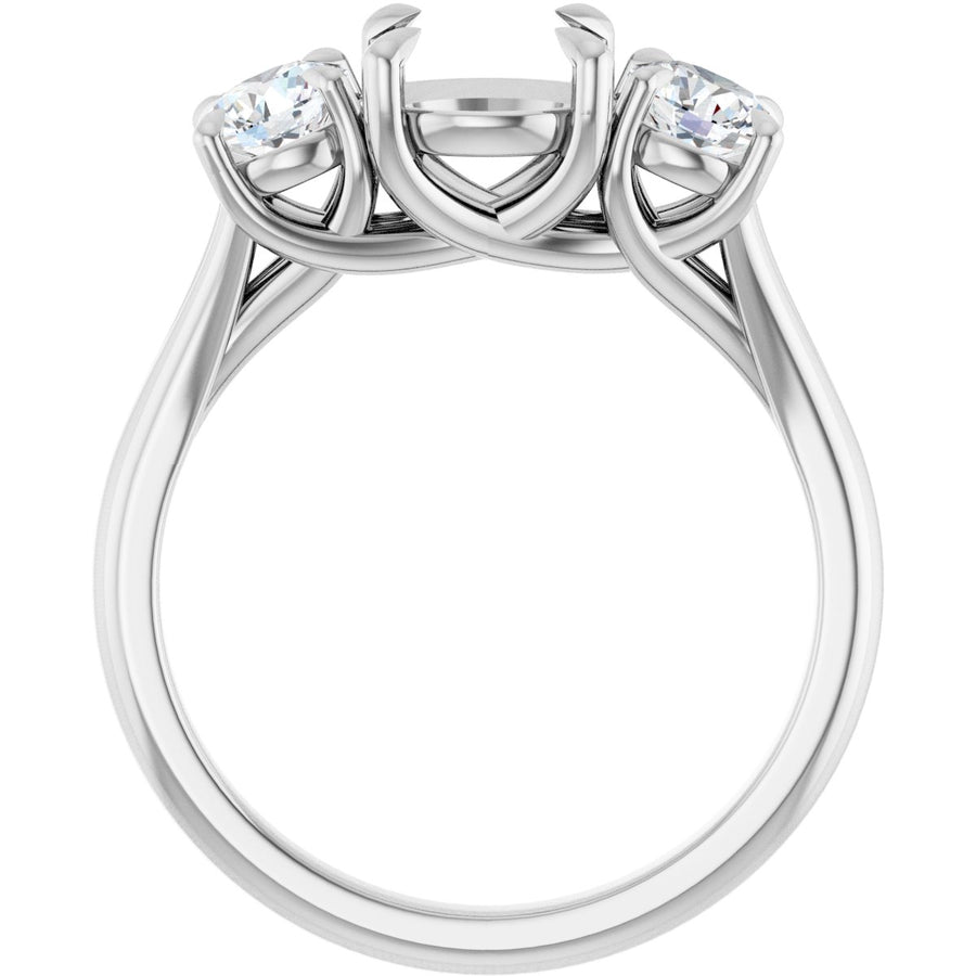 Round Three-Stone Engagement Ring Semi-Mount - gallery - Series 126342