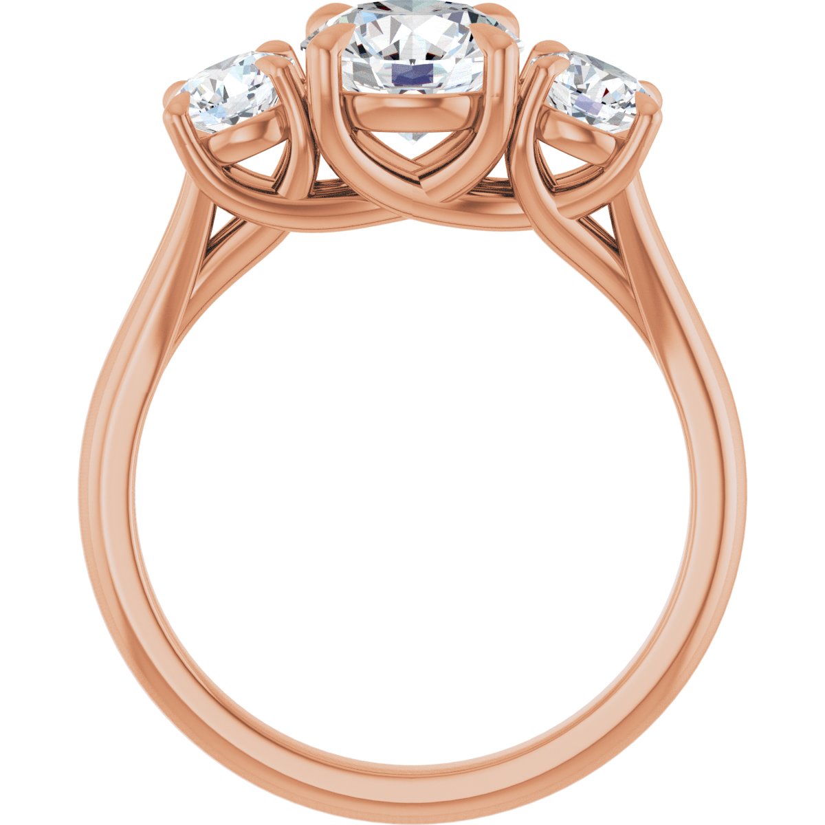 Round Three-Stone Engagement Ring Semi-Mount - gallery - Series 126342