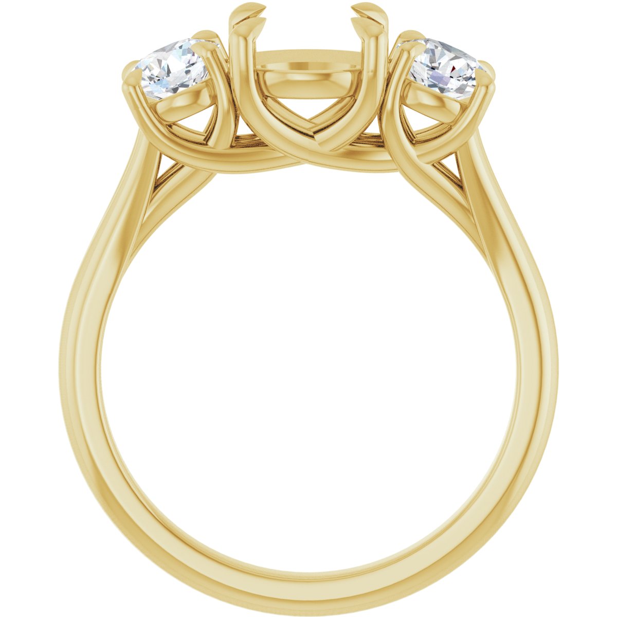 Round Three-Stone Engagement Ring Semi-Mount - gallery - Series 126342