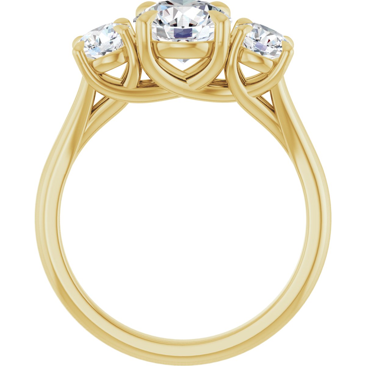 Round Three-Stone Engagement Ring Semi-Mount - gallery - Series 126342