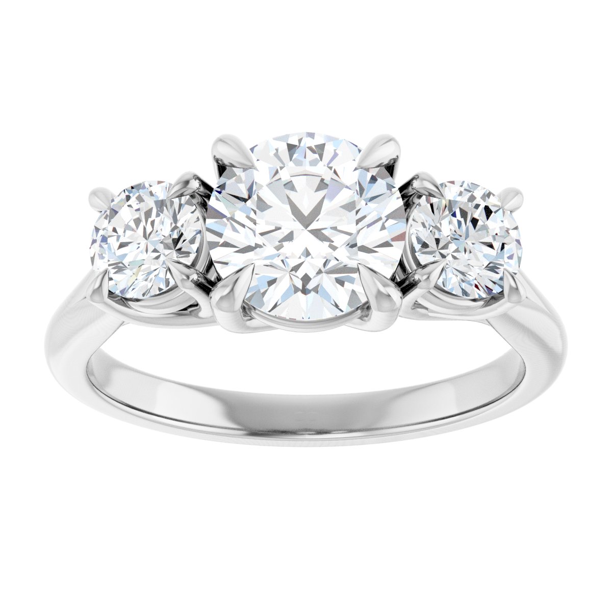 Round Three-Stone Engagement Ring Semi-Mount - gallery - Series 126342