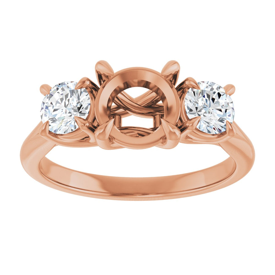 Round Three-Stone Engagement Ring Semi-Mount - gallery - Series 126342