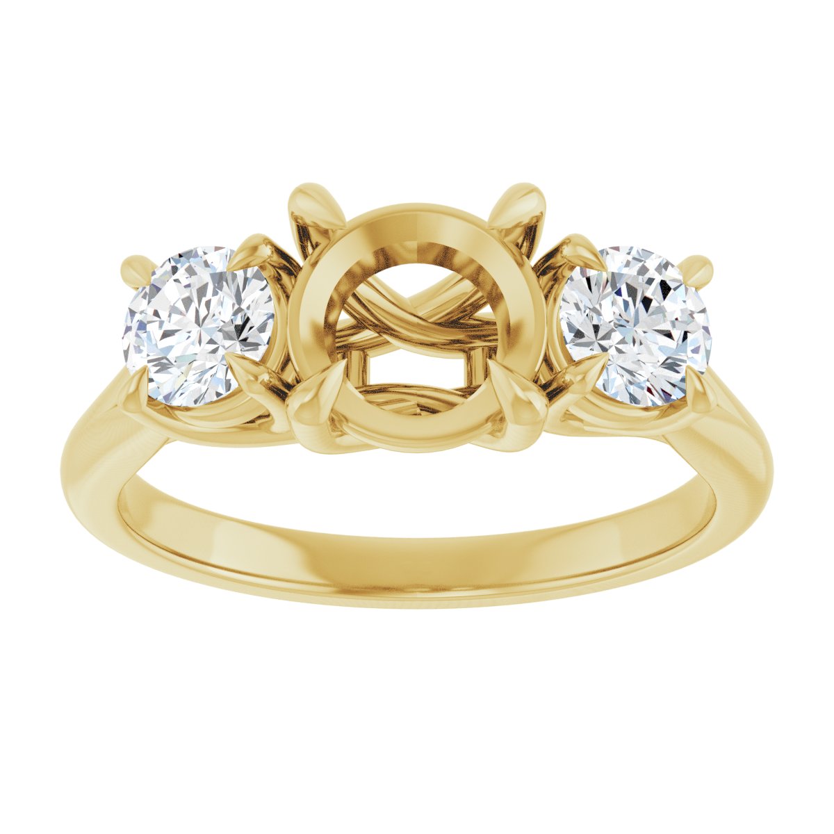 Round Three-Stone Engagement Ring Semi-Mount - gallery - Series 126342