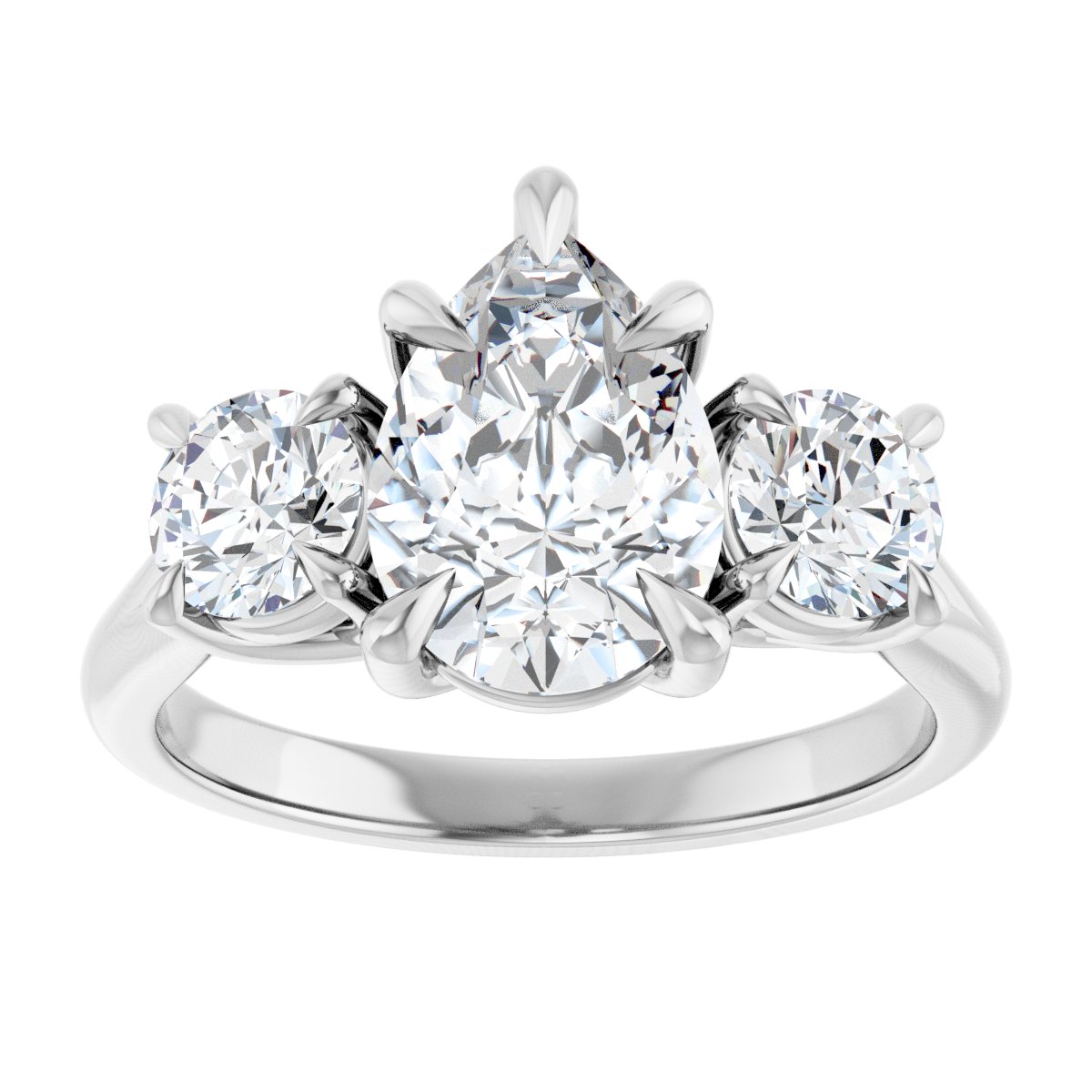 Pear Three-Stone Engagement Ring Semi-Mount - gallery - Series 126342