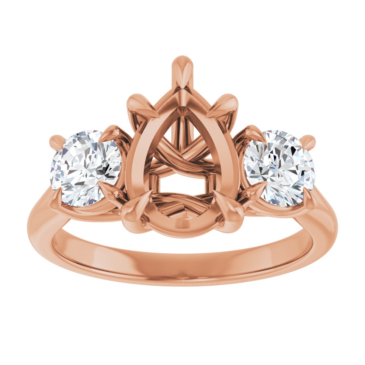 Pear Three-Stone Engagement Ring Semi-Mount - gallery - Series 126342