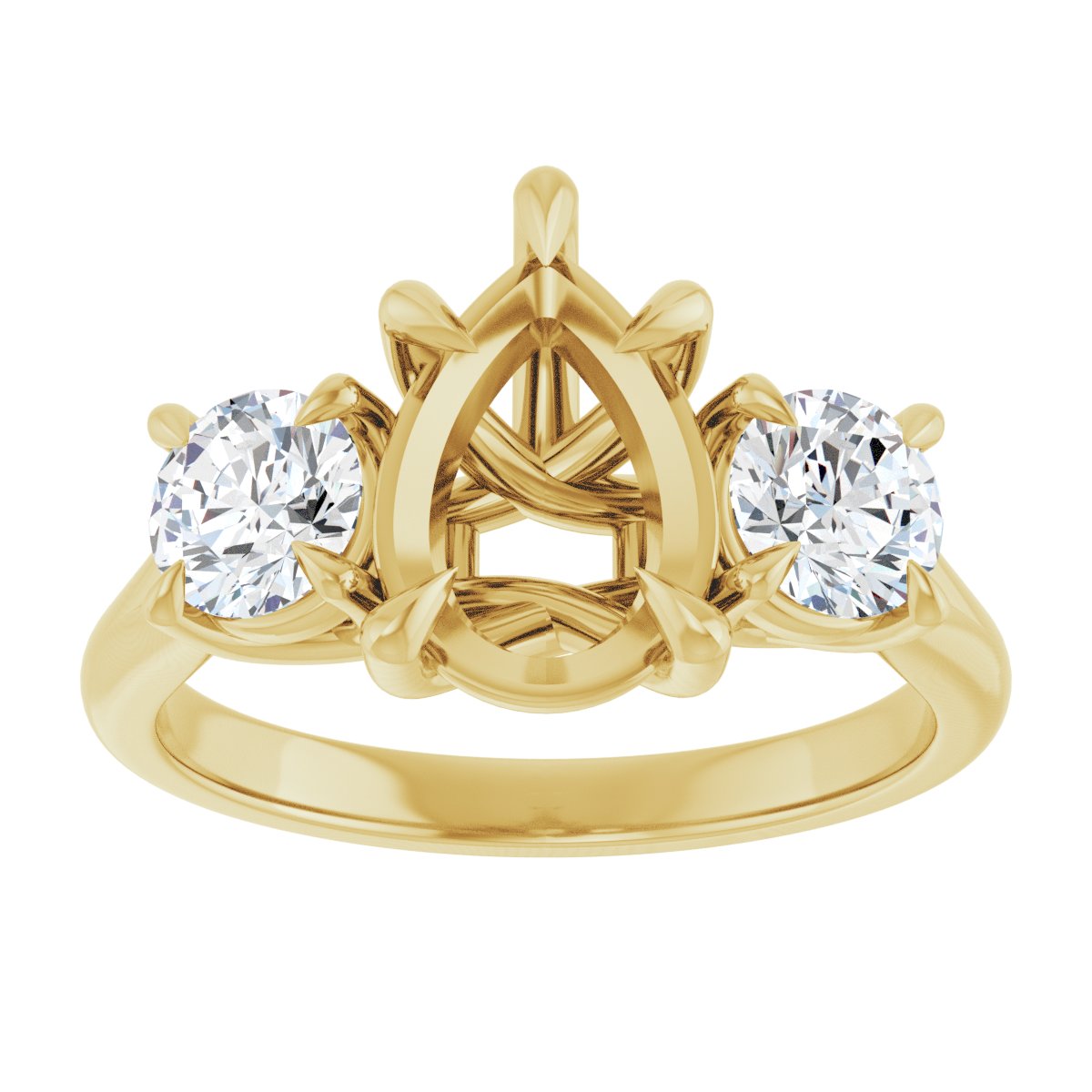 Pear Three-Stone Engagement Ring Semi-Mount - gallery - Series 126342