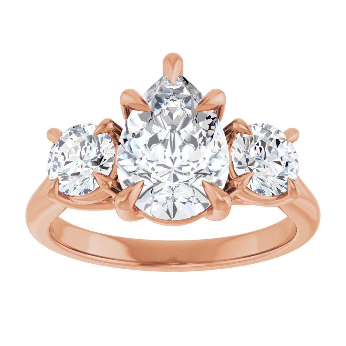 Pear Three-Stone Engagement Ring Semi-Mount - gallery - Series 126342