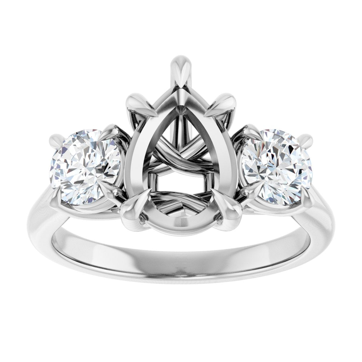 Pear Three-Stone Engagement Ring Semi-Mount - gallery - Series 126342