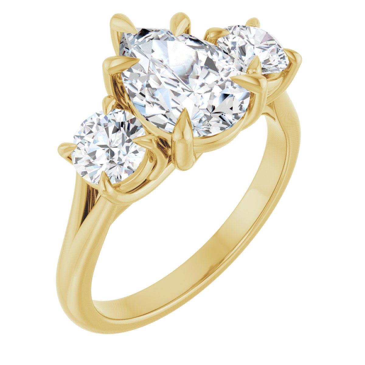 Natural Diamond Pear Three-Stone Engagement Ring Semi-Mount - 14K Yellow Gold - Series 126342