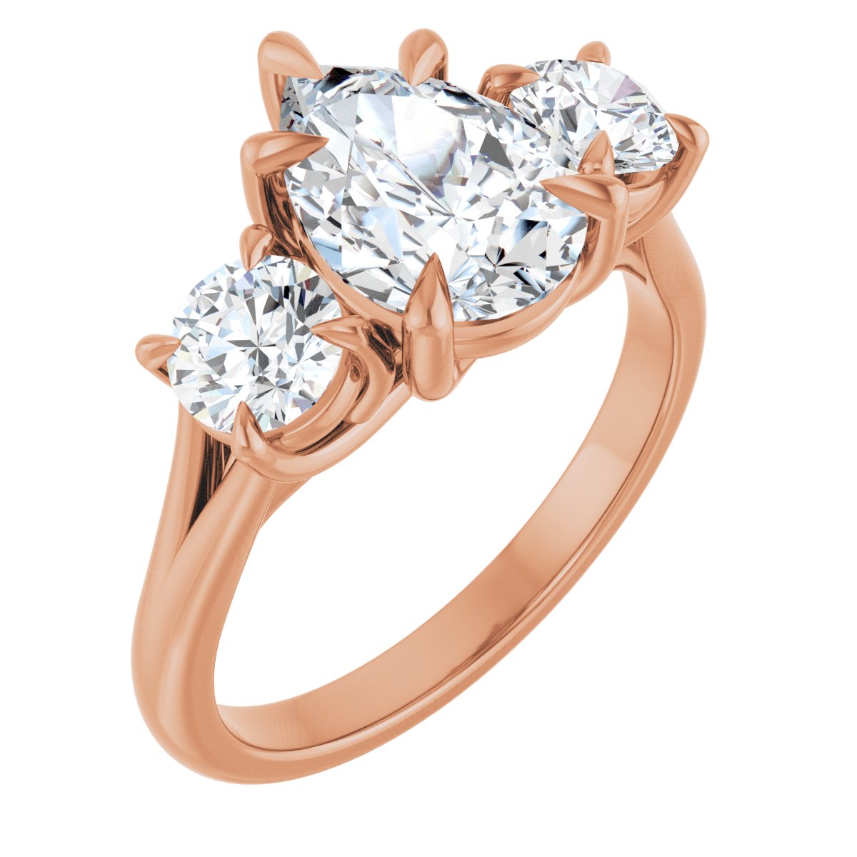 Natural Diamond Pear Three-Stone Engagement Ring Semi-Mount - 14K Rose Gold - Series 126342