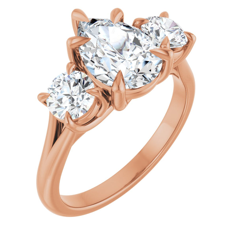 Natural Diamond Pear Three-Stone Engagement Ring Semi-Mount - 14K Rose Gold - Series 126342