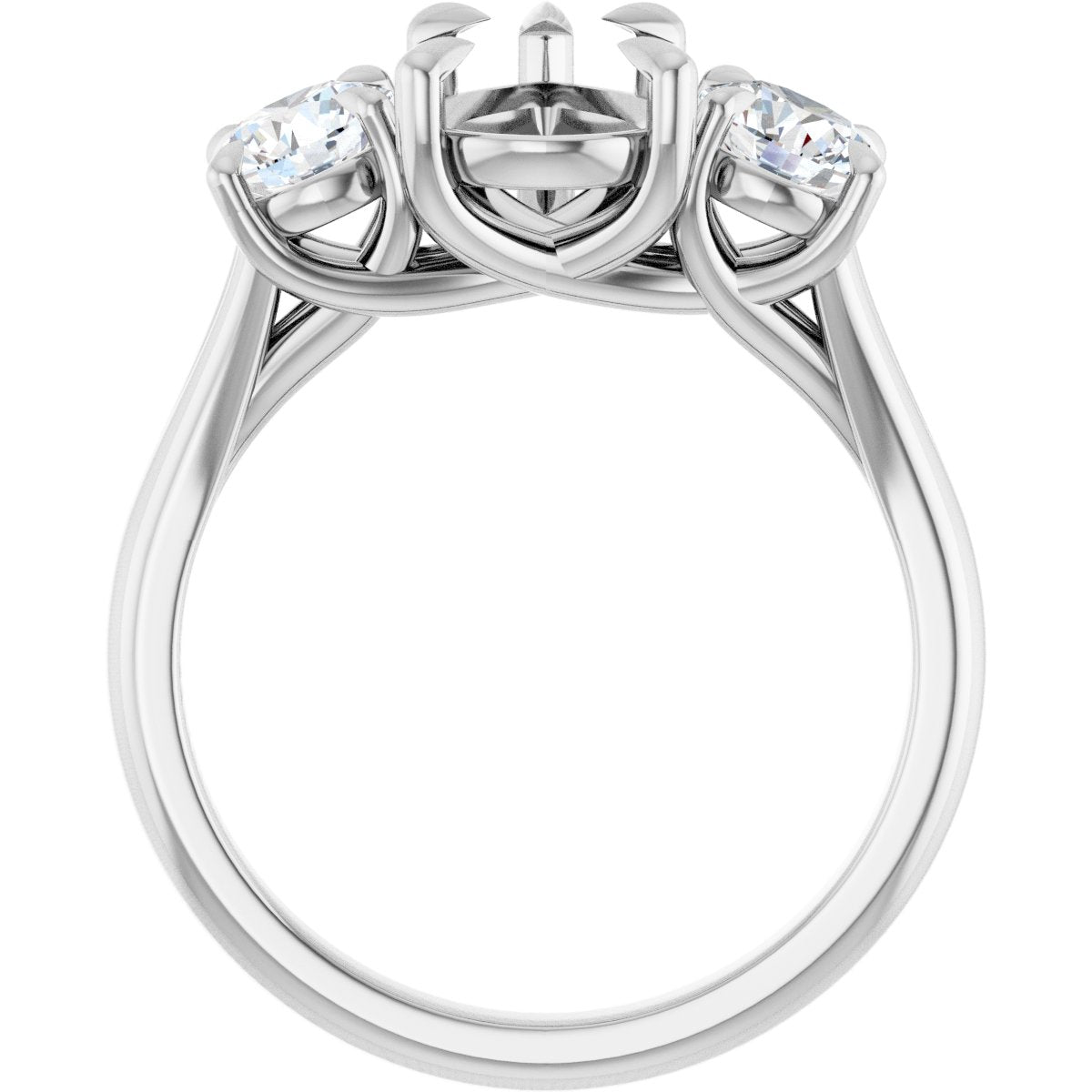 Pear Three-Stone Engagement Ring Semi-Mount - gallery - Series 126342